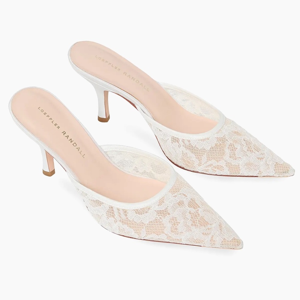 Loeffler Randall White Layla Mule Lace Heels